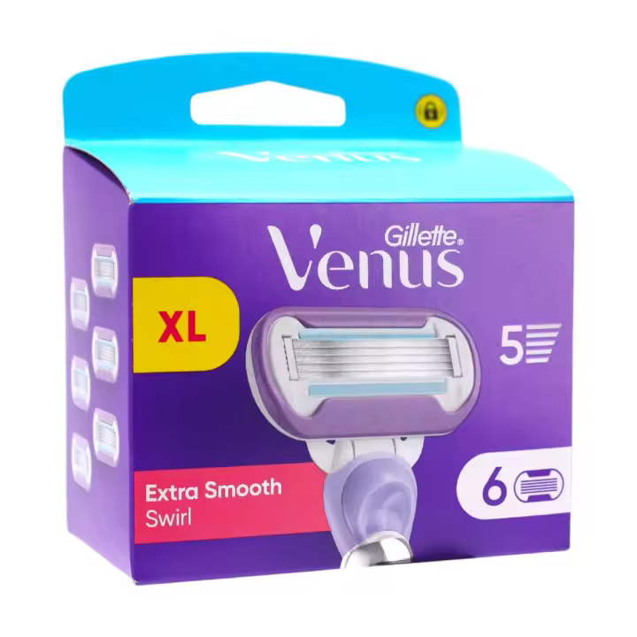 Gillette Venus Extra Smooth Swirl – 6 cuchillas de recambio con 5 hojas, banda lubricante, cabeza pivotante para un afeitado suave - 1