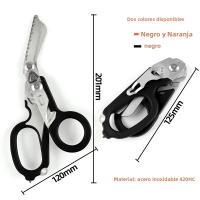 Tijeras De Emergencia Médica Plegables 6 En 1 Kit De Primeros Auxilios Para Supervivencia Al Aire Libre Herramienta EDC Con Funda Accesorio - details 8