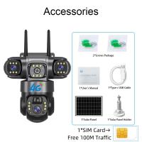 FGNS Cámara Solar de 12 MP, 3 Lentes, 3 Pantallas, Cámara Solar 4G SIM para exteriores, cámara web PIR, IP66, detección humana, vídeo de seguridad CCTV, batería, cámara IP PTZ - details 7