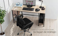 Tectake - Escritorio para ordenador Stoke 137 x 55 x 75 cm Escritorio de diseño recto y estilo industrial Tableros MDF estables con unas finas vetas efecto madera y protector de melamina Estructura de acero resistente con revestimiento en polvo - details 5