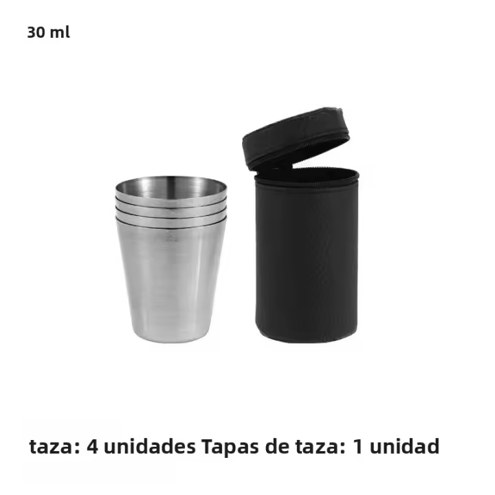 4PCS Copas De Camping De Acero Inoxidable 30/70/170ml Taza De Viaje Portátil Para Café Baijiu Whiskey Ocio Al Aire Libre Senderismo Barra Nestable - 1