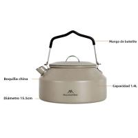 Hervidor De Agua De Viaje Ultraligero De 1.4L Con Manija Para Estufa Café Metal Suministros De Mesa Color Khaki Verde Negro - details 21
