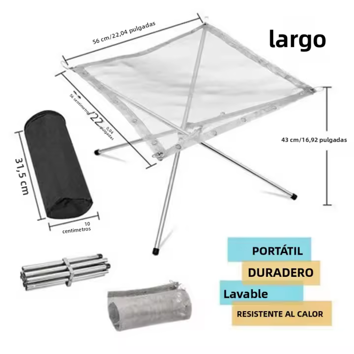 Estante De Fuego De Acero Inoxidable Para Camping Al Aire Libre Plegable Malla Pit De Madera Estilo De Fogata Para Jardín Y BBQ - 1