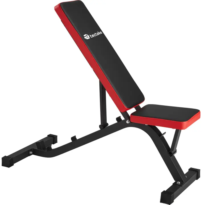 TECTAKE - Banco Musculación Plegable Acolchado, Cuero Sintético, Resistente, con Respaldo Ajustable, Banco de Pesas, Gimnasio en Casa, Gym en Casa, Ejercicio, Fitness, Rack Musculación - 1