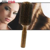 Cepillo De Pelo Redondo Profesional Con Cerdas De Jabalí Para Mujeres Y Hombres Accesorios De Peluquería Cepillo De Madera Para Estilizar El Cabello Y Masajear La Escalpelo - details 0