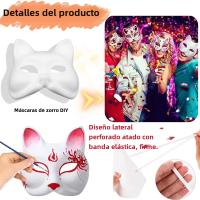 Mascarillas De Gato Blanco En Blanco Para DIY 10-50PCS Con Correas Para Halloween Cosplay Fiesta De Disfraz Animal Mitad De Rostro - details 8