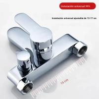Grifo De Ducha De Baño Con Válvula De Mezcla Triple Cerámica Doble Manija Acero Inoxidable Moda Contemporánea Para Baño Y Ducha - details 7