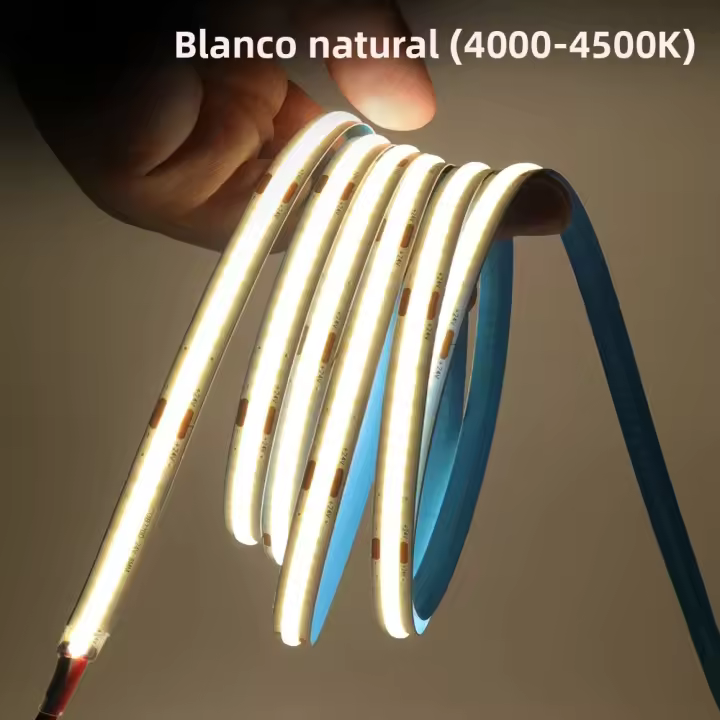 Tira LED COB Flexible 5M/10M 12V/24V 320Leds/M 4000K 6000K Luz Fila De LED Alta Densidad Calor Natural Blanco Para Decoración De Hogar - 1