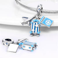 Encantos 925 Para Pulseras Originales 3MM Con Encantos De Tierra Plano Globo Calor Aire Cámara Viaje Joyería DIY Plata De Ley Zirconia - details 2