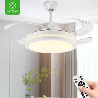 Ventilador de techo retráctil de lujo 80 W con luz y control remoto, aspas ocultas, flujo de aire ajustable, luz LED con atenuación continua, motor DC silencioso, ideal para 10-15 m² - details 0