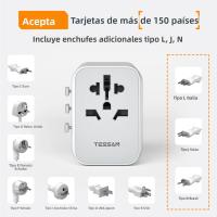 TESSAN Adaptador De Viaje Universal Con USB Y Tipo C Cargador De Pared Todoterreno Para Viaje En EU UK AUS Adaptador De Enchufe Estándar Con Protección Contra Sobrecargas - details 3