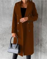 Nueva Chaqueta De Moda Para Mujer 2025 Otoño Invierno Cuello En V Largo Con Bolsillos Doble Botón Estilo Casual Largo (26+ Pulgadas) - details 29