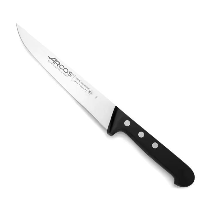Arcos Serie Universal - Cuchillo Cocina Acero Inoxidable Nitrum 7" - Mango Negro Polioximetileno (POM) - Diseño para Uso Diario con Comodidad y Durabilidad - 1