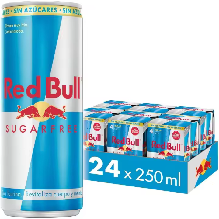 Red Bull Bebida Energética Sugarfree, Sin Azúcar, 24 x 250ml - 1