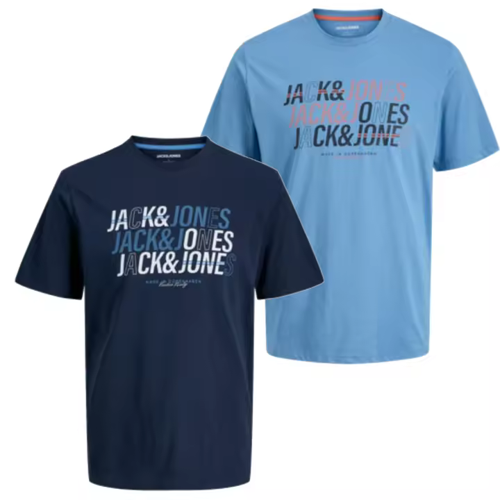 Jack & Jones Hombre Pack 2 Camisetas de Algodón de 160 grs Logo Estampado Ideal Primavera Verano Moda Casual Informal - 1