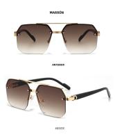 Gafas De Sol Para Hombres Y Mujeres Oversize Retro Double Bridges Polygon Square Metal Fashion Gradient Shades UV400 - details 10