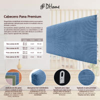 DHOME Cabecero de Pana Liso Alta Gama Moderno 4cm Grosor Cabezal Tapizado Azul - details 1