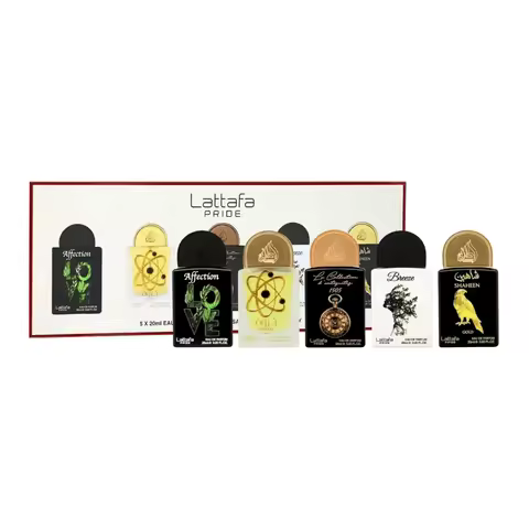 LATTAFA PRIDE GIFTS SET BOX/ NRO 1 ( Coleccion de 5 perfumes x 20 ml. Vap. Nat Spray. UNISEX EAU DE PARFUM 100% ORIGINAL *** UN BONITO REGALO CON FRAGANCIAS SURTIDAS *** - 1
