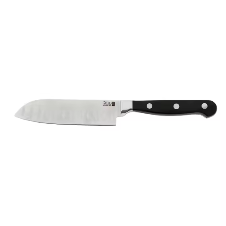 QUID PROFESSIONAL INOX CHEF BLACK Cuchillo Santoku Acero Inoxidable 13CM Negro Asas o mango baquelita soft touch Extra resistente - 1
