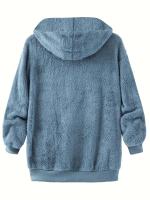 Abrigo De Color Sólido Con Capucha Cremallera Y Cordón Para Mujer Tallas Grandes 1XL-5XL Moda Otoño Invierno Casual Largo - details 2