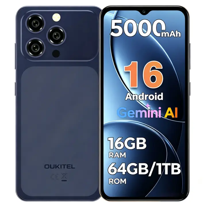 Teléfono OUKITEL C17 Android 16 Móvil 16 GB + 64 GB/1 TB, pantalla HD+ de 6,52" Dual SIM 4G Smartphone - 1