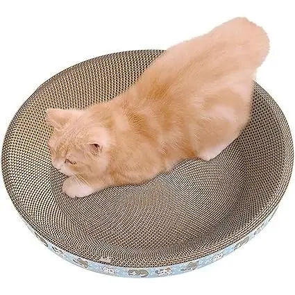BPS Cama Rascador para Gatos de Cartón Corrugado con Diseño Curvo y Catnip Gratis – Cómoda, Resistente y Antidesgaste (1 Pcs) - 1