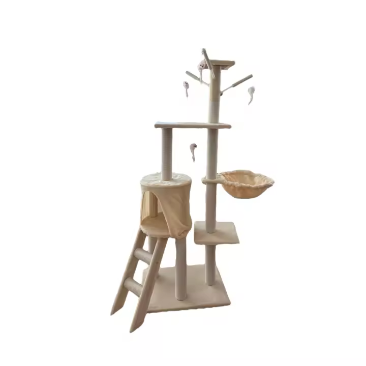 COTTECOTA-Árbol Rascador Gris 50x35x138cm Arbol para Gatos con Plataforma Torre Rascador Escalador para 2-3 Gatos Medianos Estable Rascador con Nidos Hamaca Plataformas Juguete Poste De Sisal Natural ref 51093 - 1