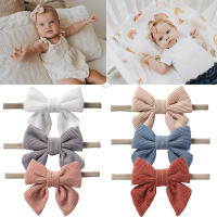9Pcs Lote Cinta De Corduroy Sólido Para Bebé Niños Y Niñas Accesorios De Cabello Elásticos Para Recién Nacidos Gorros De Topknot De Nylon - details 0