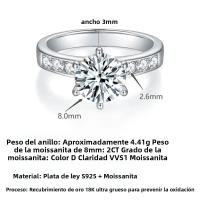 Anillo De Compromiso Para Mujer 2CT Moissanita S925 Plata Hipoalergénica Joyería Regalo Boda Solitario Diamante Clásico Redondo - details 0