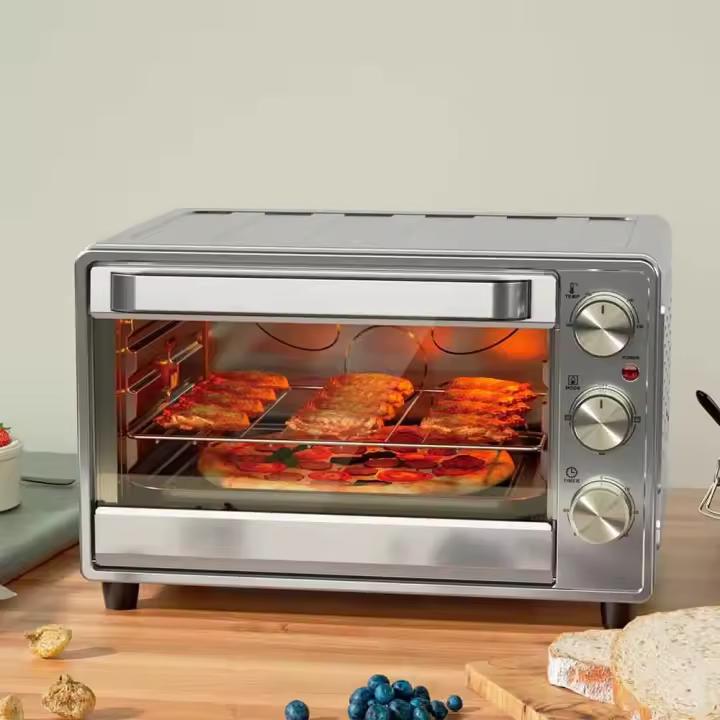 Grunkel - Horno sobremesa HR23INOX de 23 L y 1600 W con control manual, calor superior/inferior/combinado y temporizador mecánico hasta 60 min - 1
