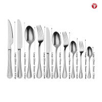 Mr.Spoon Serie Raya Juego 96,108 o120 piezas cubiertos,Acero Inoxidable 18/0,Plateado,Económico y funcional,Incluye cuchillo carne o mesa,tenedor,cuchara,cucharilla,etc. Mango monobloque,Apto para lavavajillas,Empaque ecológico,Para casa,hotel,restaurante - details 0