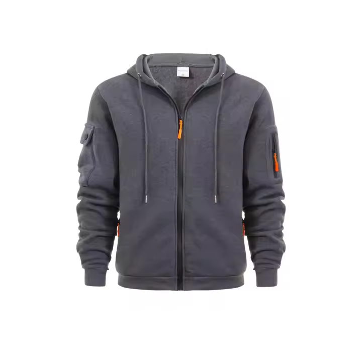 Sudadera con capucha y cremallera para hombre, chaqueta deportiva informal de talla grande, para otoño e invierno - 1