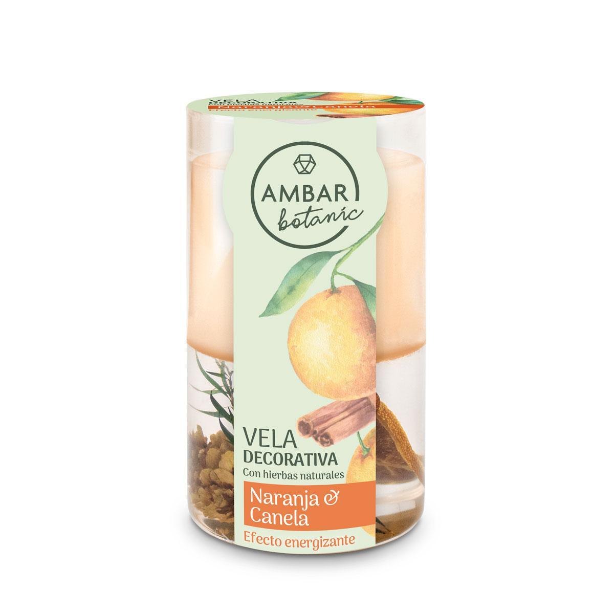 AMBAR PERFUMS VELA DECORATIVA BOTANIC NARANJA Y CANELA 125 GR