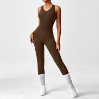 Conjunto De Yoga Para Mujer Moda Color Sólido Cuello Redondo Ajustado Fitness Ropa Deportiva Overoles De Gimnasio Sexy Ropa De Yoga - details 27