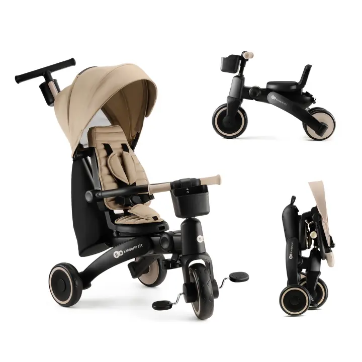 Kinderkraft Triciclo Jazz 2 - 6 en 1 para niños, Cochecito Plegable con Accesorios, protección UV UPF50+, de 9 Meses a 5 años - 1