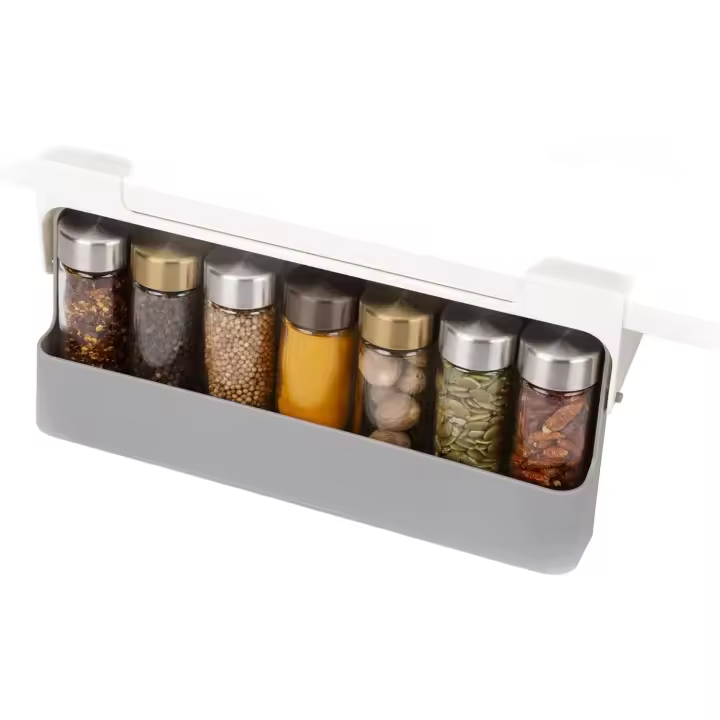 en el armario, almacenamiento de cocina bajo el estante especiero, organizador Gris - 1