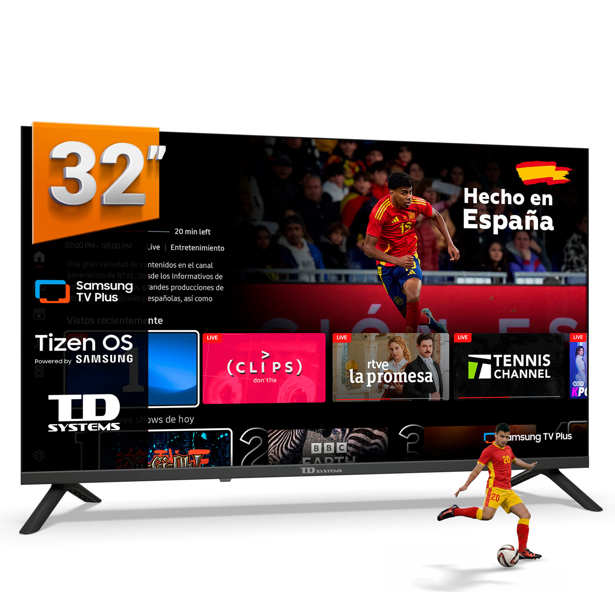 TD Systems - Smart TV 32 pulgadas con Tizen OS 8.0. Sintonizador triple (DVB-T2/C/S2). Televisores con Gaming Hub. Televisión del 2026. Compatible con Prime Video, Netflix, Movistar+, HBO, y más Apps - PRIME32C22TIZEN