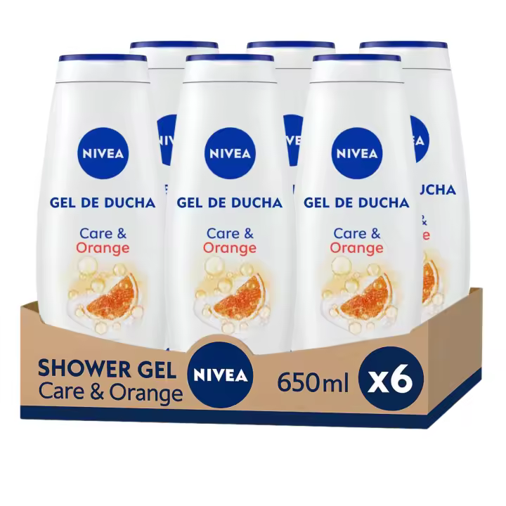 NIVEA Pack Ahorro Shower Gel Care & Orange 6 x 650ml - 1