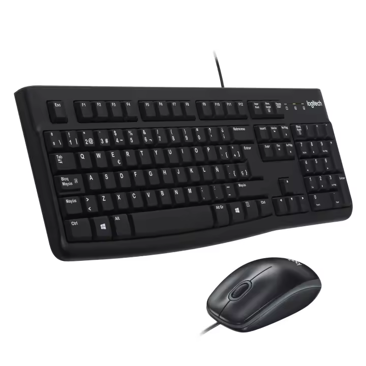 Logitech Desktop MK120 Combo Keyboard and Mouse, USB wired design, spill-resistant with low-profile keys, full-size layout, and ambidextrous optical mouse for comfortable use, compatible with Windows 7/8/10. - 1