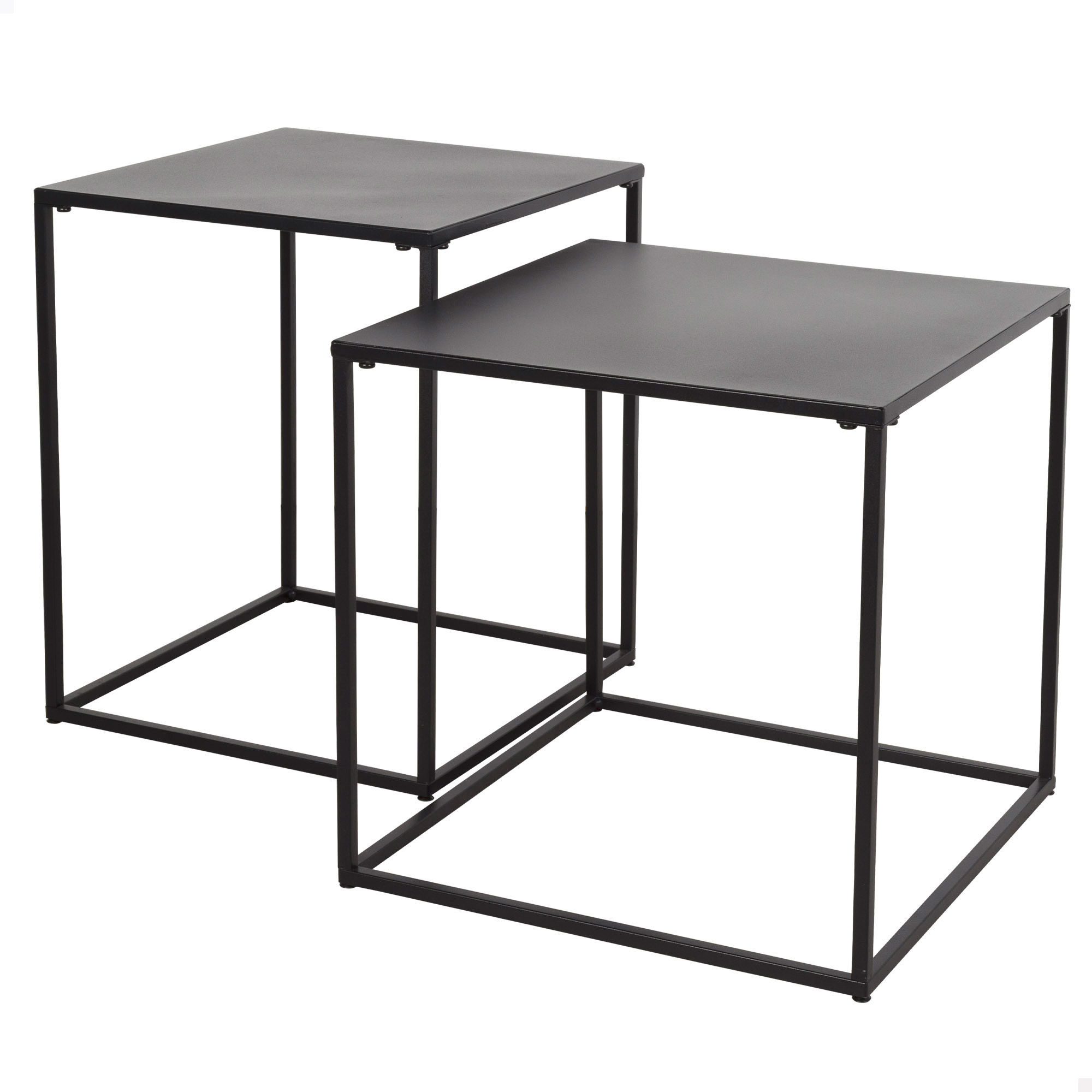Max Home - Set de 2 mesas nido de centro, peso máximo soportado 5 kg, cuadradas, mesitas auxiliares, decoración para salón, comedor, habitación, estructura metálica negra, estilo industrial