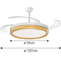 IOTOSTARK Ventilador de Techo con Luz LED Retráctil 106cm, 4 Aspas, Control por APP y Mando a Distancia, Potencia Total 66W, Temporizador, 6 Velocidades, 3 Temperaturas de Luz, Función Verano-Invierno, Silencioso, Negro IOTOSTARK-leduni - details 19