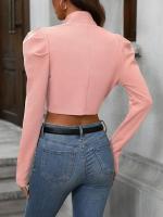 Chaqueta De Casualidad Corta Con Manga Larga Estilo Europeo Y Americano Versátil Para Mujer Top De Poliéster Cierre Abierto - details 33
