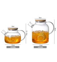 Tetera De Vidrio 1/1.8L Con Tapa De Bambú Transparente Resistente Al Calor Jarrón De Agua Fría Para El Hogar Kettle De Puer - details 1