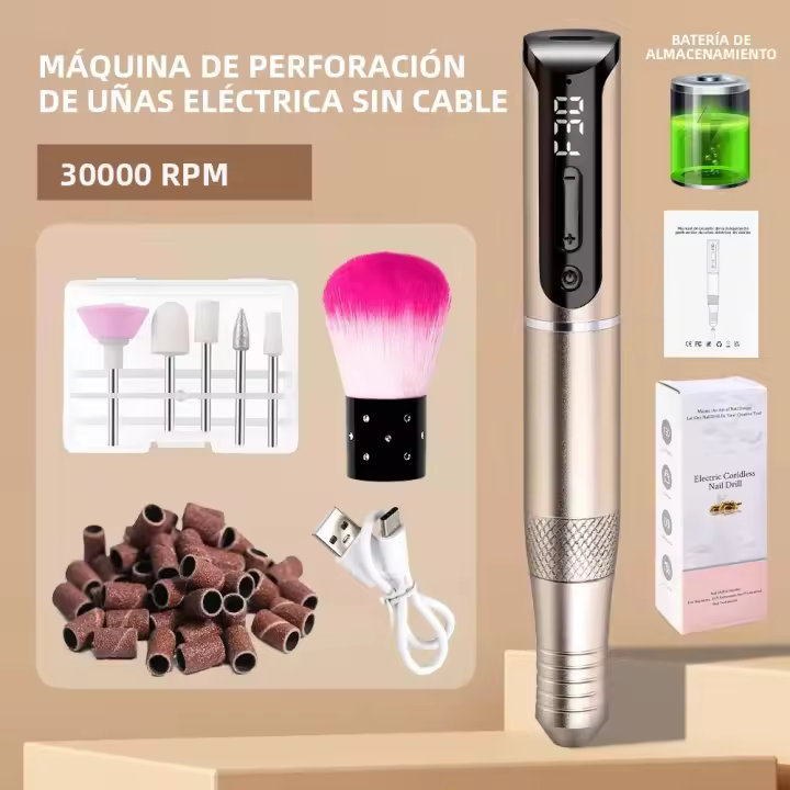 Taladro De Uñas Recargable 35000RPM Con Pantalla Para Manicura Herramientas Para Esmalte De Gel Adecuado Para Manicura - 1