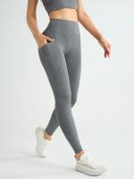 Leggings De Cintura Alta Para Mujer Con Bolsillos Yoga Fitness Running Sportswear De Color Sólido Estilo Elegante Y Cómodo - details 17
