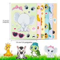 Pegatinas De Cara Cambiante De Animales Cartoon Lindos Para Niños 6pcs Giraffa Tortuga Tigre DIY Juguetes Educativos - details 4