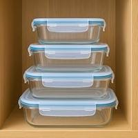 TIENDA EURASIA – Set 4 Fiambreras de Cristal, Tapa con Cierre de Silicona, Herméticos, Apto Microondas y Lavavajillas - details 2