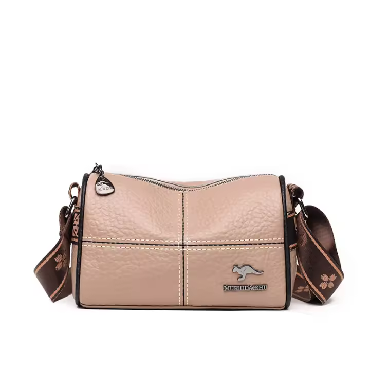 MOV Bolso de mujer de piel auténtica, nuevo estilo, moderno, bandolera de hombro con empalme, bolso de piel de vaca de primera capa, bolso de almohada - 1