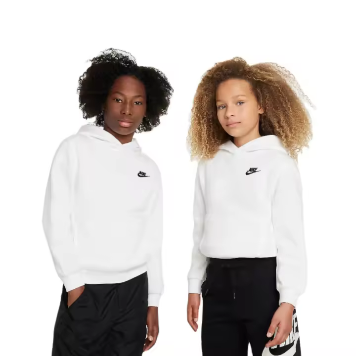 Sudadera Nike Nsw Club Flc Lbr Big Blanca Hoodie Fd3000-100 Hoodie Niño Niña - 1