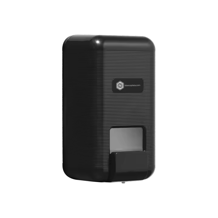 Dispensador de jabón para baño Blancoplata Recargable Color Negro 1 litro de Capacidad con Válvula antigoteo, pulsador ergonómico, dispensador de Pared, Incluye Llave de Seguridad, Color Blanco Resistente y duradero - 1